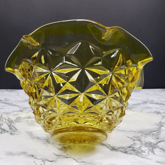 LE Smith Yellow UV Reactive Large Centerpiece Bowl Vintage - Picture 9 of 11